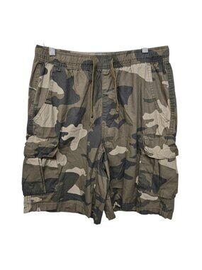 Amnesia Offline Camo Cargo Shorts Sz Small Y2K Streetwear Drawstring Army Skater